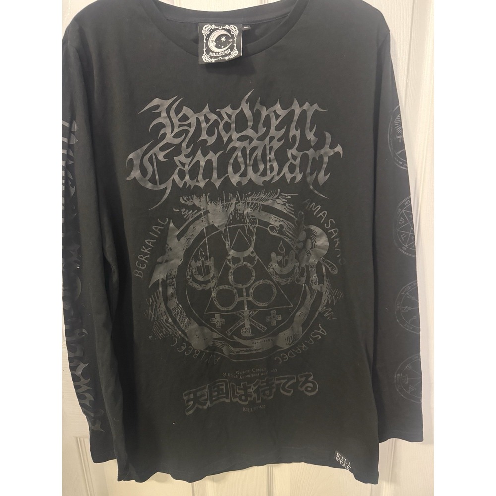 Killstar Black Occult Graphic Long Sleeve Shirt Goth Witchy Japanese Print M